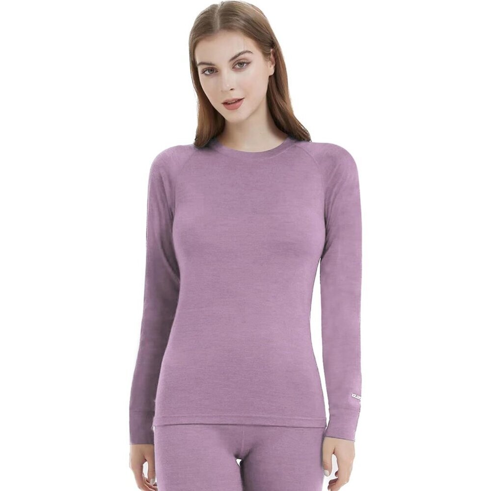 Womens Merino Wool Base Layer Top Lightweight Thermal Ski Underwear Large